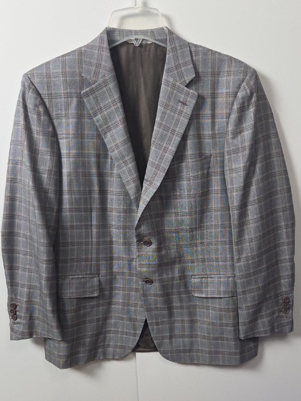 Canali Gray Plaid Sport Coat with Subtle Blue Windowpane Silk/wool Blend 54/44